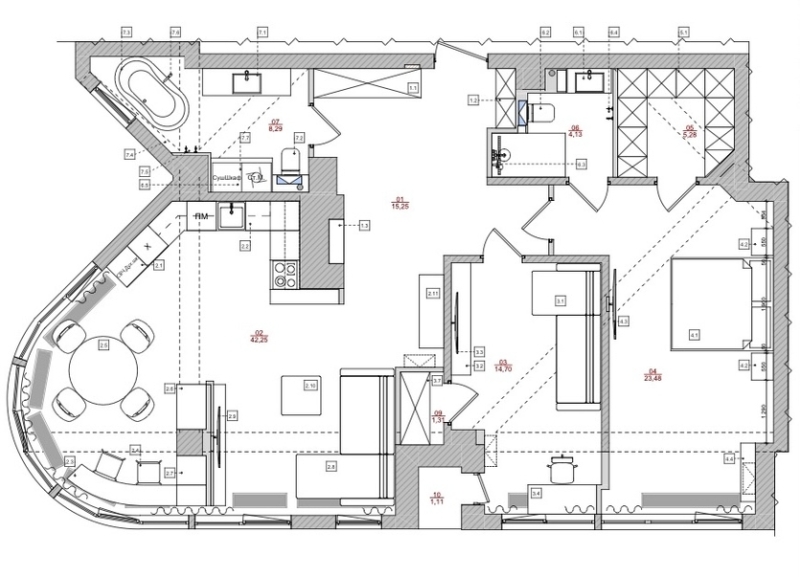 Интерьер для холостяка в стиле контрастной неоклассики: квартира в Краснодаре