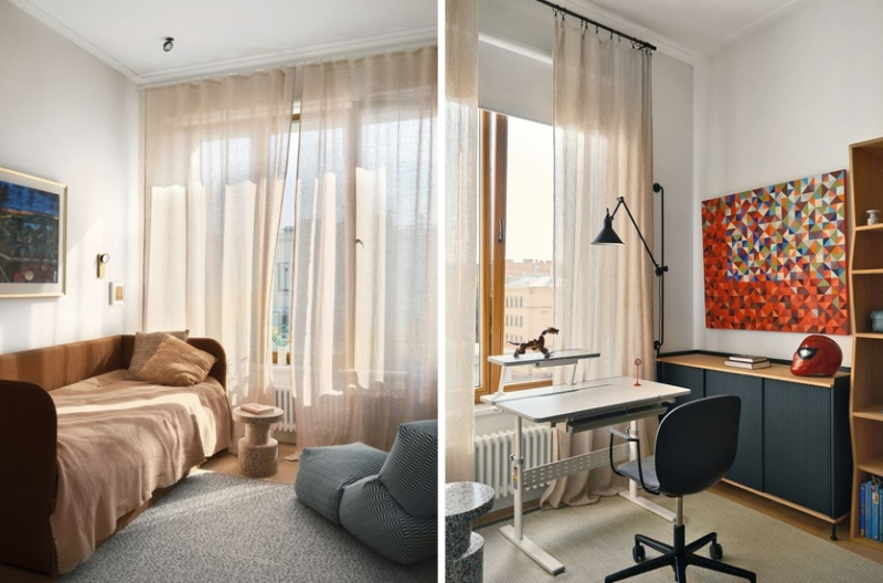 Теплый и изящный интерьер квартиры для молодой семьи с детьми