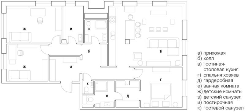 Теплый и изящный интерьер квартиры для молодой семьи с детьми