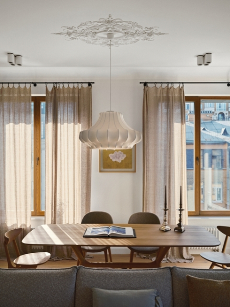 Теплый и изящный интерьер квартиры для молодой семьи с детьми