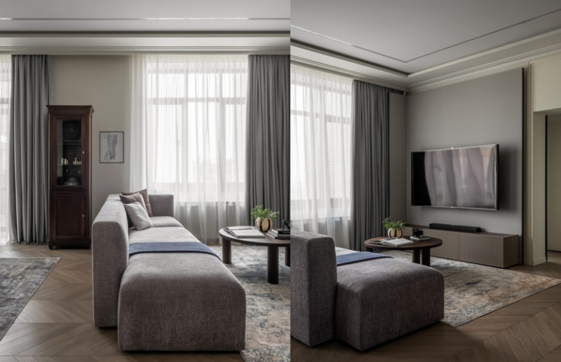 Современная классика с яркой харизмой: реновация квартиры для семьи из пяти человек