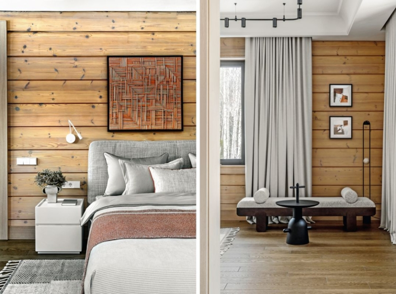 Для уединенного отдыха и приема близких: интерьер дома из бруса