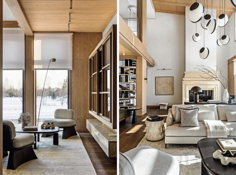 Для уединенного отдыха и приема близких: интерьер дома из бруса