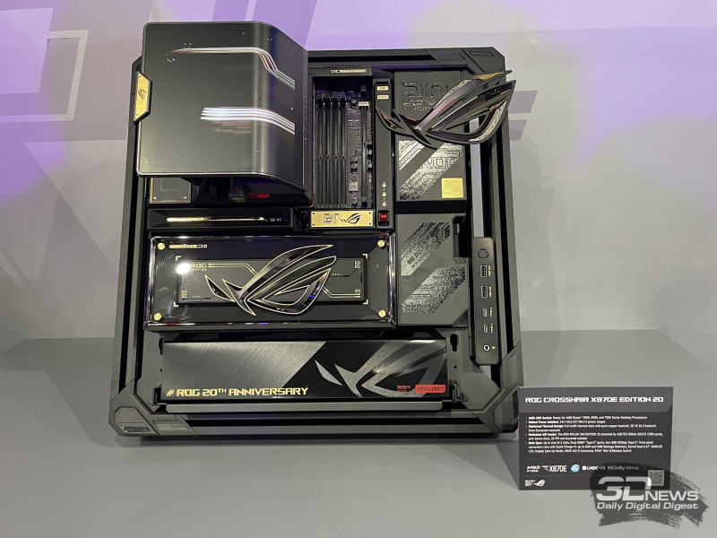 Asus встроила во флагманскую плату ROG Crosshair X870E Edition 20 огромный OLED-дисплей и 360-мм СЖО