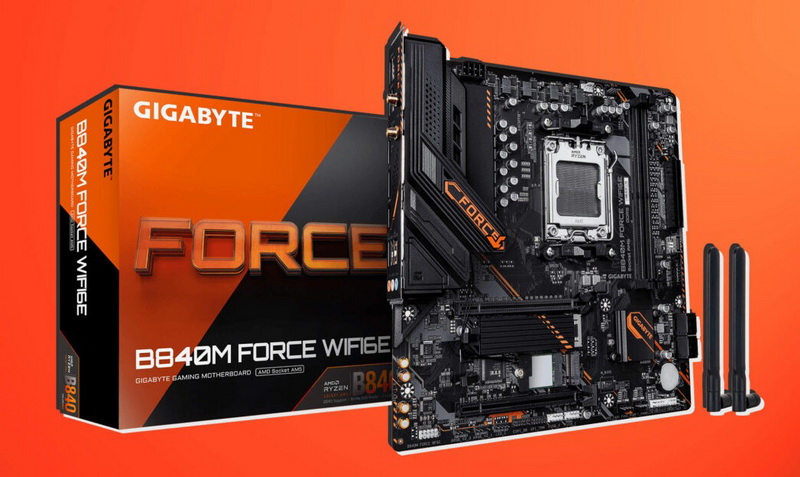 Gigabyte представила бюджетную плату B840M Force WIFI6E с разгоном DDR5 и оптимизациями для Ryzen X3D