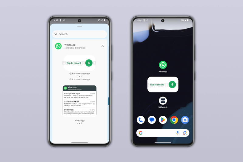 Голосовые сообщения в WhatsApp можно будет отправлять не открывая приложение — прямо из виджета