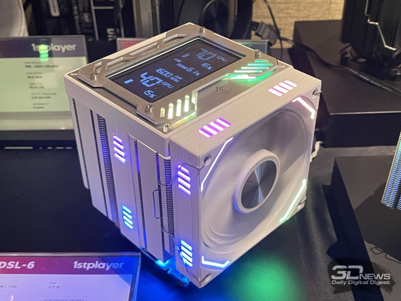 Репортаж со стенда 1stPlayer на Computex 2026: панорамные корпуса, СЖО и кулеры с экранами и компактные, но мощные блоки питания