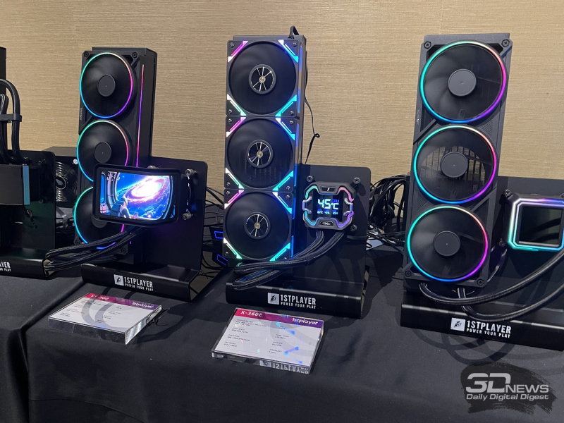 Репортаж со стенда 1stPlayer на Computex 2026: панорамные корпуса, СЖО и кулеры с экранами и компактные, но мощные блоки питания