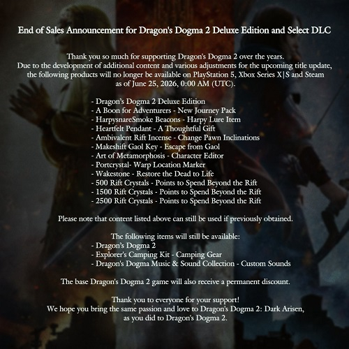 Спустя два года после релиза Capcom удалит микротранзакции из Dragon’s Dogma 2 и снизит цену игры