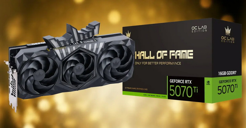 Galax представила чёрные GeForce RTX 5070 Ti HOF OC LAB Deluxe и Deluxe X с заводским разгоном