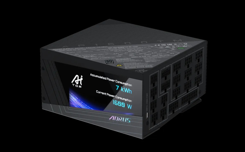 Gigabyte выпустила блок питания Aorus P1600W PCIe 5.1 AI TOP на 1600 Вт со встроенным ЖК-экраном