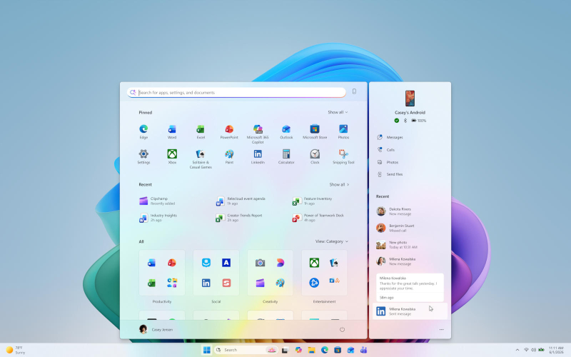 Microsoft начала тестировать расширенный показ уведомлений с Android-устройств в Windows
