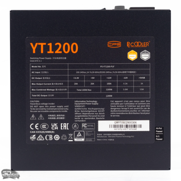 Обзор блока питания PCCooler YT1200
