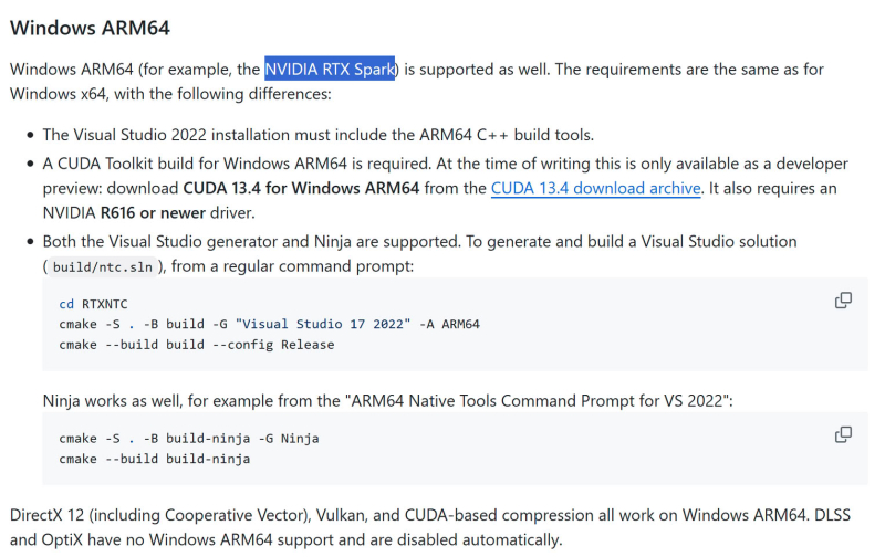 RTX Spark становится ближе: Nvidia перенесла нейросетевое сжатие текстур на Windows on Arm