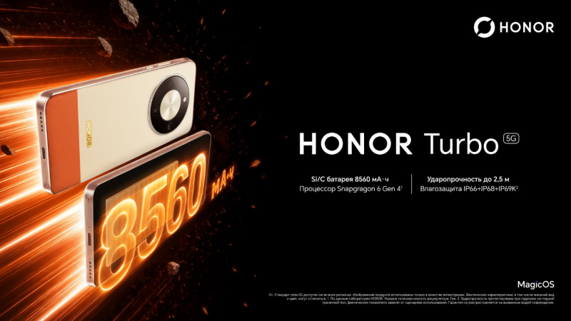 Стартовали российские продажи смартфона Honor Turbo с батареей на 8650 мА·ч по цене 36 990 рублей