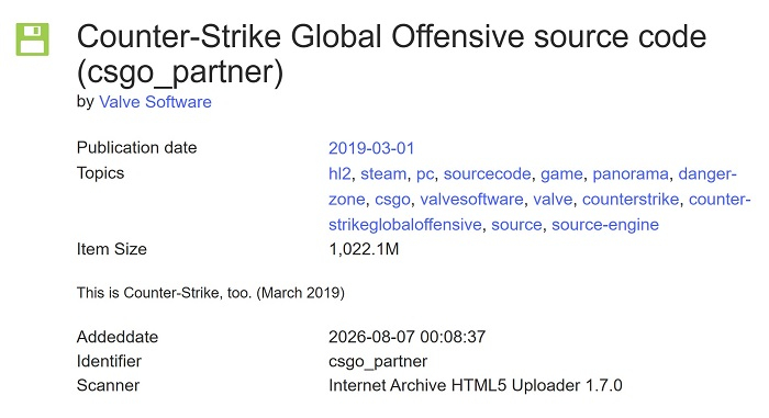 Второй раз за шесть лет в открытый доступ попал исходный код CS:GO — на этот раз куда более свежий