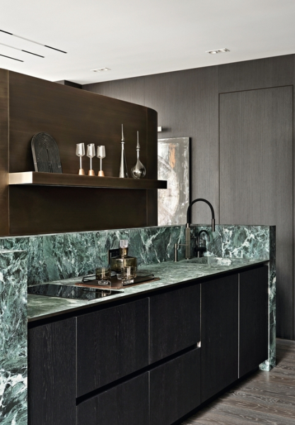 Респектабельный городской интерьер в темных тонах