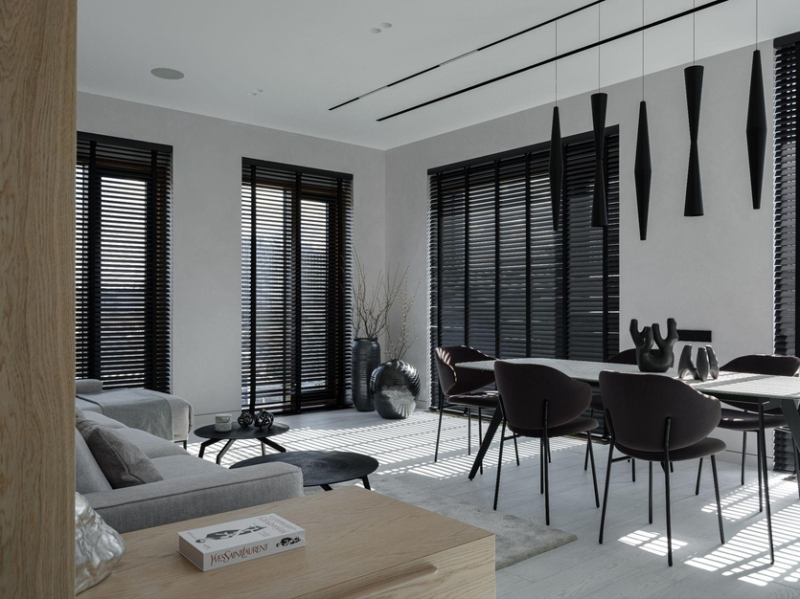 Современный минимализм с элементами графики: квартира в Москве