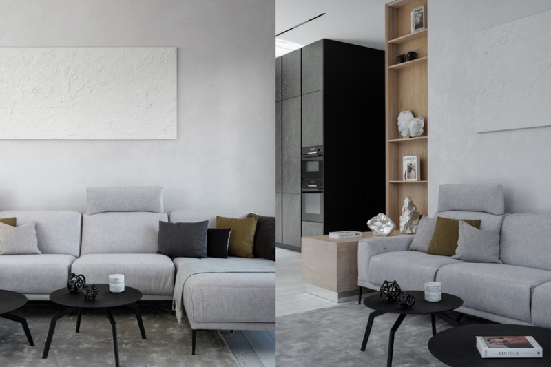 Современный минимализм с элементами графики: квартира в Москве