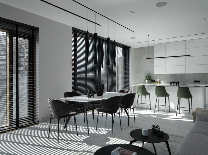 Современный минимализм с элементами графики: квартира в Москве