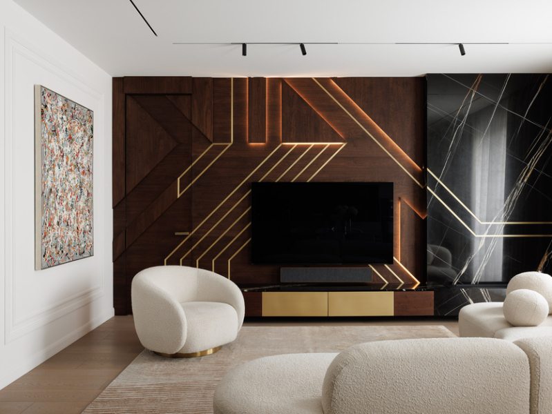 Стильный и функциональный интерьер с элементами ар-деко