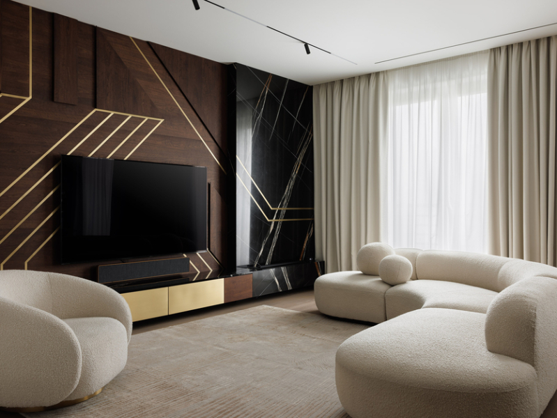 Стильный и функциональный интерьер с элементами ар-деко